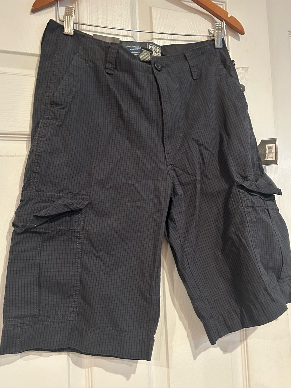 Converse Men's Dark Charcoal Checkered Cargo Shorts